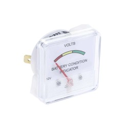 Voltmètre à aiguille et zone de couleur (vert-orange-rouge) pour indication du niveau de charge des batteries.